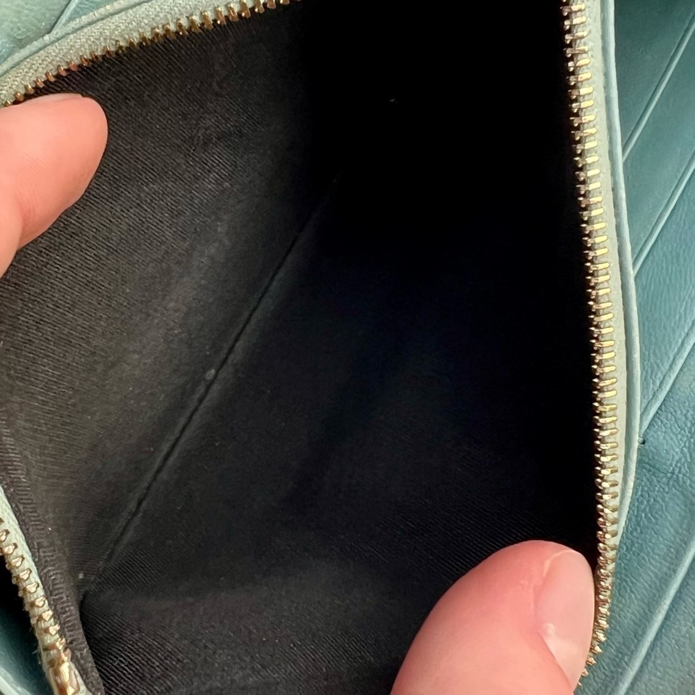 Celine Bi-color Large Zipped Leather Wallet Tiffany blue and Black - Picture 8 of 10
